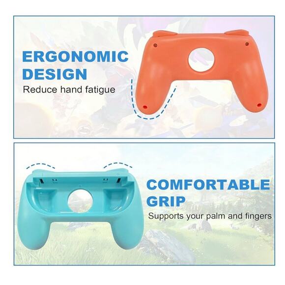 NIB JOY-PAD 2 Grips For Nintendo Switch 2 Controller, Anti-Slip, Blue/Orange - Picture 2 of 5